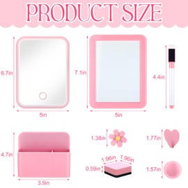 Weysat Girl Locker Accessories Locker Decoration Back to School Gifts, 11 Pcs LED Magnetic Mirror Whiteboard Pen Holder Magnet Hook Mini Magnetic Board Eraser for Organizing Supplies(Pink)