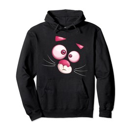 Funny Pink Cat Panther Face Costume Pullover Hoodie