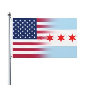 Usa Chicago City Flag 3x5 Ft Double-Sided Printed Flag Home Outdoor Indoor Garden Home Decoration Banner