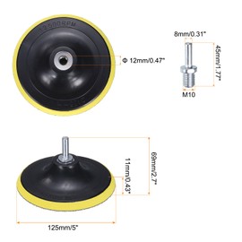 sourcing map 5 Inch Hook and Loop Sanding Disc Pads M10 Shank PP Drill Sanding Attachment, Sand Paper for Power Tools - Yellow + Black 5 Set 10pcs