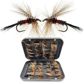 Qievcrme 24/127-Pieces Fly Fishing Files Kit #8-#16 Handmade Dry Wet Nymphs Streamers Fly Fishing Lures for Trout Salmon with Fly Box (24Pcs/Box(Single Style))