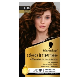 Schwarzkopf Oleo Intense Permanent Oil Colour 4-18 Mocha Brown Hair Dye, 100% Grey Coverage, Conditioner with HaptIQ System, Long-Lasting Colour, Ammonia Free Hair Dye