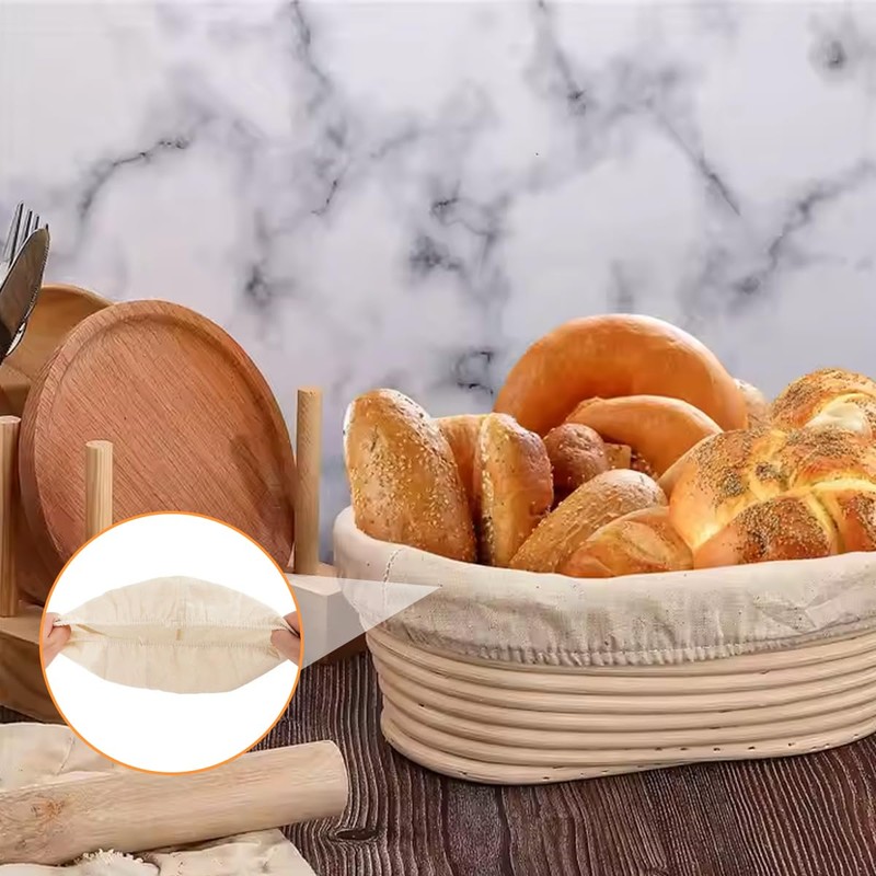 Set of 4 Proofing Baskets for Bread, 25 cm Linen