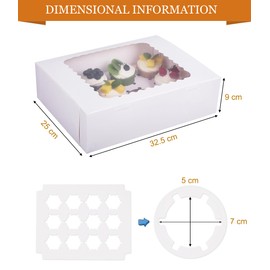 LONGTEAM 6-Set Cupcake Boxes Hold 12 Standard Cupcakes, Food Grade Cupcake Holders Bakery Carrier Boxes with Windows and Inserts for Cupcakes, Muffins and Pastries (6)