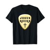 Jesus Rocks Gold Guitar Pick Christian Worship Leader Team T-Shirt