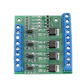 PWM MOS FET Module, PWM 4-Channel MOS FET Module PLC Amplifier Circuit Board Driver Module, Motor Driver Board 3-20V to 3.7-27VDC 10A
