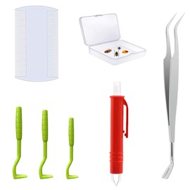 Tick Remover Tool for Dog Cats Human & Pet, Pain Free Small Medium Large Removal Twister Bar Hooks Fine Point Tweezer Tick Puller Removes Head Body Pince A Tique Pour Chien Flea Lice Comb Remover Kit