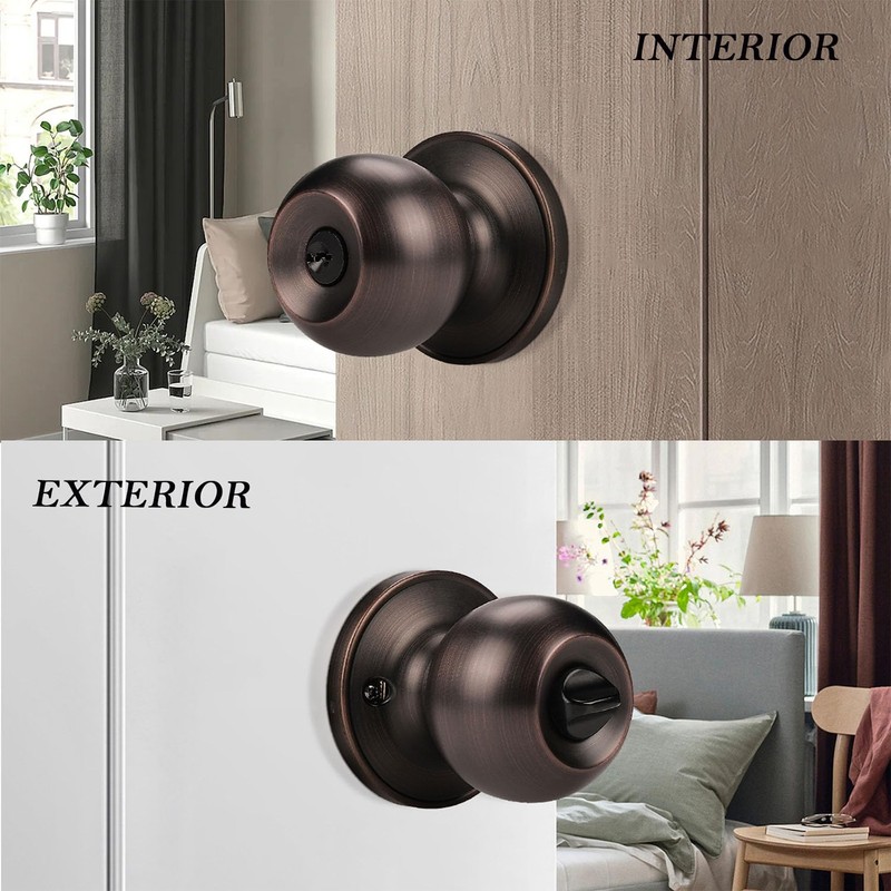 Probrico Keyed Alike Door Knob Locks, Exterior Door Handles, Front