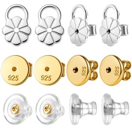 Earring Backs for Droopy Ears Heavy Earrings - Replacements Locking Ear Supports | 6 Pairs Secure Stud Clutches for Sensitive Skin(Lifter 4)