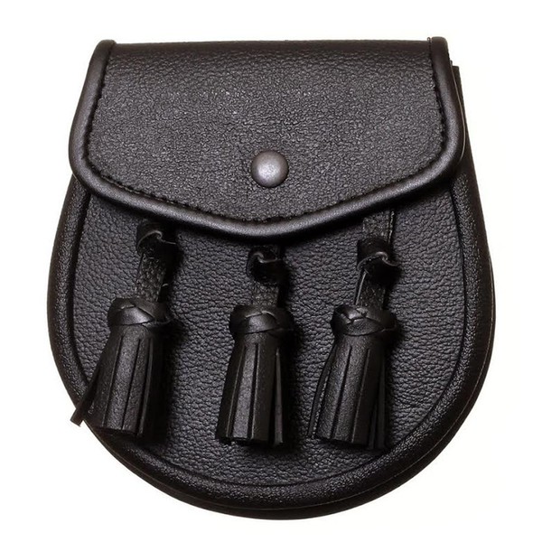 The Scotland Kilt Company Black Leather Day Sporran with 3