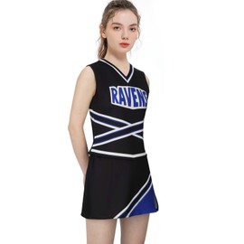 LIKUNGOU Women's Ravens Basketball Cheerleader Costume Cheerleading Uniform Varsity High School Cosplay Outfit Suit (L)