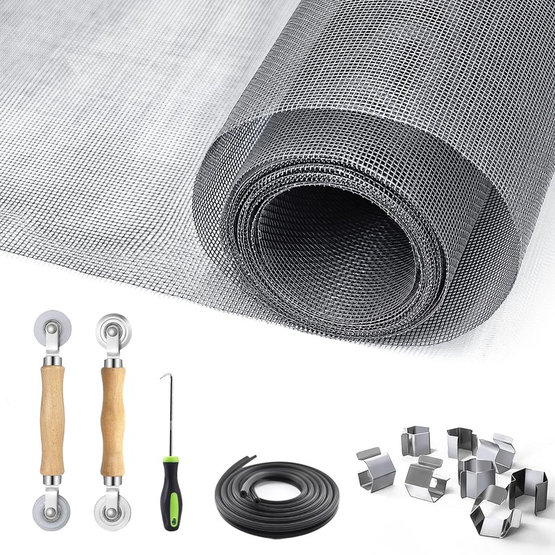 King&Charles Window Screen Door Repair/Replacement Kit, Include Gray Screen Mesh