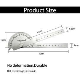 Nortools Stainless Steel Angle Protractor -180° Two Arm Ruler Adjustable Finder Angle Protractor Ruler Woodworking Machinist Measure Tools((10 cm/ 3.94 Inch)