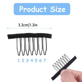 30pcs Black Metal 7-Teeth Wig Grip Comb Clips, Secure and Durable Wig Cap Accessories for Women, Perfect for DIY Wig Making, Styling, and Fixing on Wave Caps, Silk Caps, and Mesh Caps