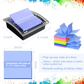 WERJOURU Post it Note Dispenser,3x3 Inches，Sticky Note Holder, Black Base,Pop up Post it Notes Dispenser for Office Home Classroom Desk Supplies (2 Packs)