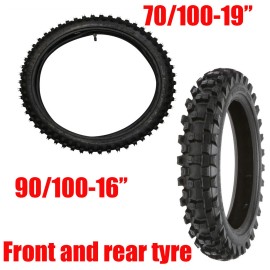 Unbranded 70/100-19 + 90/100-16 Tire + Tube For Motocross Dirt Pit Bike Monkey Honda CR80