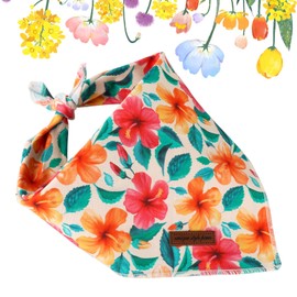 Unique style paws Dog Bandanas, Triangle Flower Pet Scarf for Boy and Girl, Premium Durable Fabric, Colorful Flower Dog Kerchief for Medium and Large Dogs (Small)