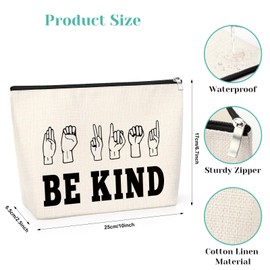 ASL American Sign Language Gift for Women Makeup Bag Thank You Appreciation for ASL Teacher Graduation Present for Girl Friend Makeup Bag Hand Gestures Interpreter Cosmetic Bag for Deaf Zipper Pouch