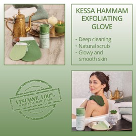 Larminly Kessa Hammam Body Exfoliating Gloves Set of 2 Body Scrub Face Scrub Wash Mitts Can Counteract Skin Blemishes Cellulite and Acne