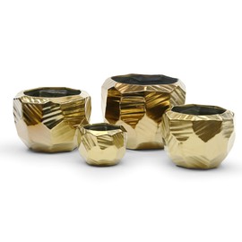 WGV Geometric Ceramic Vase, Width 5.1", Height 4.1", Matta Gold Planter Pot for Wedding Event Office Home Decor, Art Design, 1 Piece