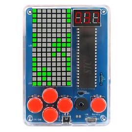 DIY Game Console Soldering Electronic Building Kit Handheld Game Console with Four Games Acrylic Housing Soldering Kit for Students Learning and Daily Use Gift