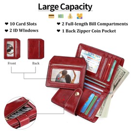 BVEOGMRO Small Wallet Women RFID Blocking Bifold Wallets Vegan Leather Card Holder with ID Window Zip Pocket