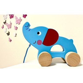 RB&G Pull-along toy from 1 year old | cute wooden pull along animal | baby toy wooden elephant for pulling | pull animals wood from 1 year | wooden toy pull elephant