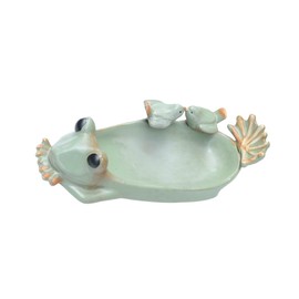 ccsxqy Decorative Ceramic Frog Bird Feeder Ornament for Outdoor Garden Patio Decor - Easy-to-Clean Handcrafted Ornament