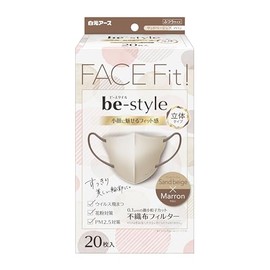 B Style 3D Type Normal Size Sand Beige x Maroon 20 Masks Bicolor Women's
