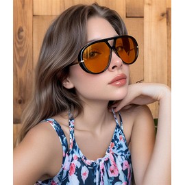 FEISEDY Trendy Oversized Aviator Sunglasses for Women Men Retro Big Round Shield Sun Glasses B4181