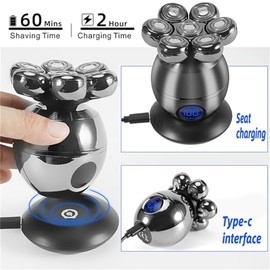 5-in-1 Electric Head Shaver for Bald Men,Rotary Design Head Shavers,Electric Men's Grooming Kit, with Rotary Blades, Clippers, Nose Trimmer, Brush, Massager,Cordless, and Rechargeable