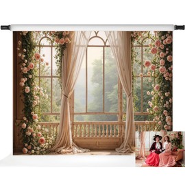 Kate Flower Wall Backdrops for Photography Arch Photo Background Window Curtain Wedding Photo Prop, 7x5ft