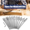 15pcs Carbon Steel Hex Shank Spade Flat Wood Drill Bit