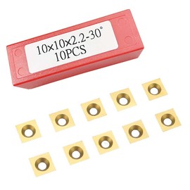 YANSYUAN Titanium-Coated Tungsten Carbide Replacement Inserts for CNC Spoilboard Surfacing Router Bits & Wood Turning Tools, Square 10x10x2.2mm, 30 Degree Cutting Angle, Durable Carbide Blades,10 PCS
