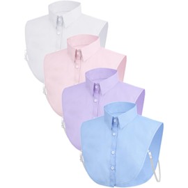 Syhood 4 Pcs Fake Collar Detachable False Dickey Collar Half Shirts Round for Women Outfits (Cotton,Light Blue, Pink, Light Purple, White)