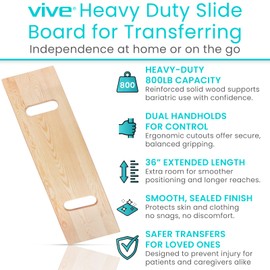 Vive Transfer Board - Patient Slide Assist Device - Transferring from Wheelchair to Bed, Toilet, Car, Bathtub - Heavy Duty Sliding for Elderly, Seniors, Disabled