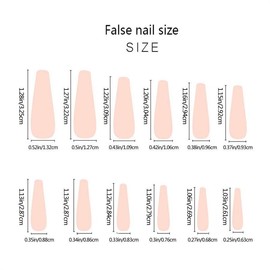 Long Square Fake Nail Kit, 24pcs/set Glossy False Nail with Nail File & Jelly Glue, Press on Fake Nail for Women & Girls DIY Nail Art