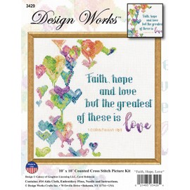 Design Works Crafts, Faith, Hope & Love Counted Cross Stitch Kit