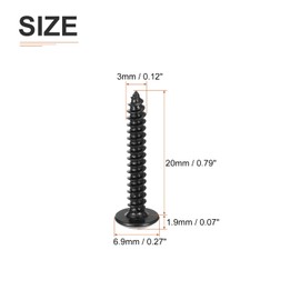 DTGN M3x20 Sheet Metal Screws - 125 Pack - for Wood, Furniture - Carbon Steel Phillips Truss Head Self Tapping Tip Wood Screws - Black