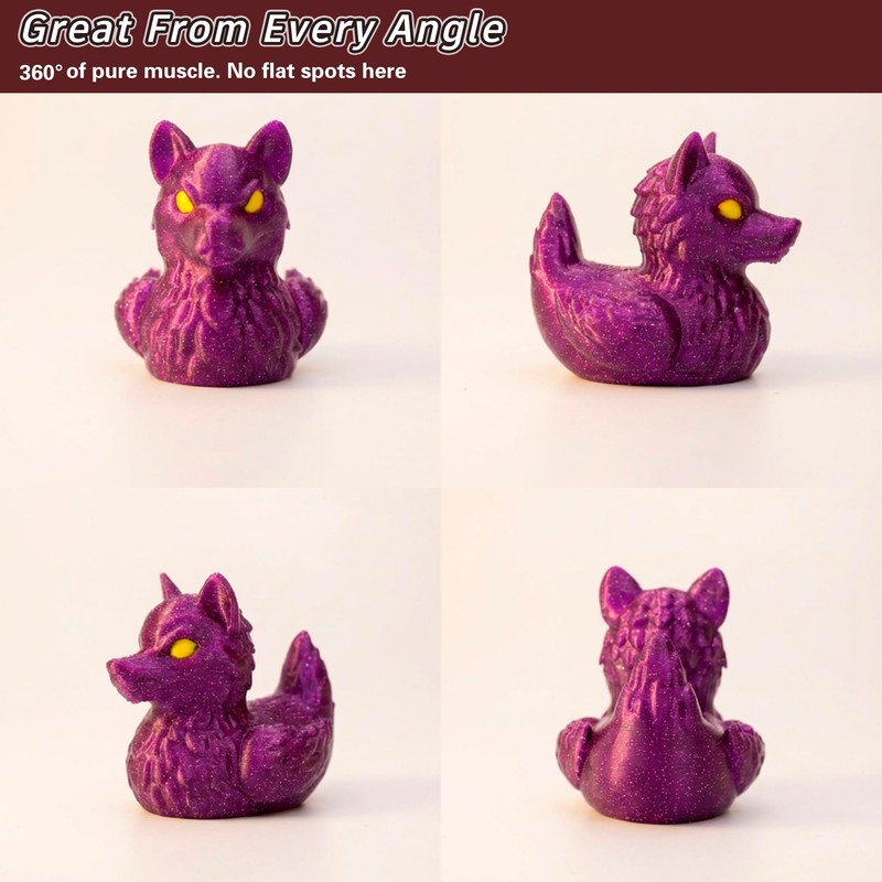 Wolf Duck 3D Printed Small Gothic Duck Figurine, Desk Duck