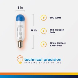 Technical Precision CLS 120V 300W Halogen Projector Bulb Replacement for Argus 300 BA15S Base T8.5 Slide Projector Bulbs - Clear - 1 Pack