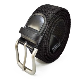 Gloop Unisex Elastic Black Large Sizes Belt Braided Stretch Belt Stretchy Fabric Leather Belt for Men and Women Width Approx. 4 cm, multicoloured