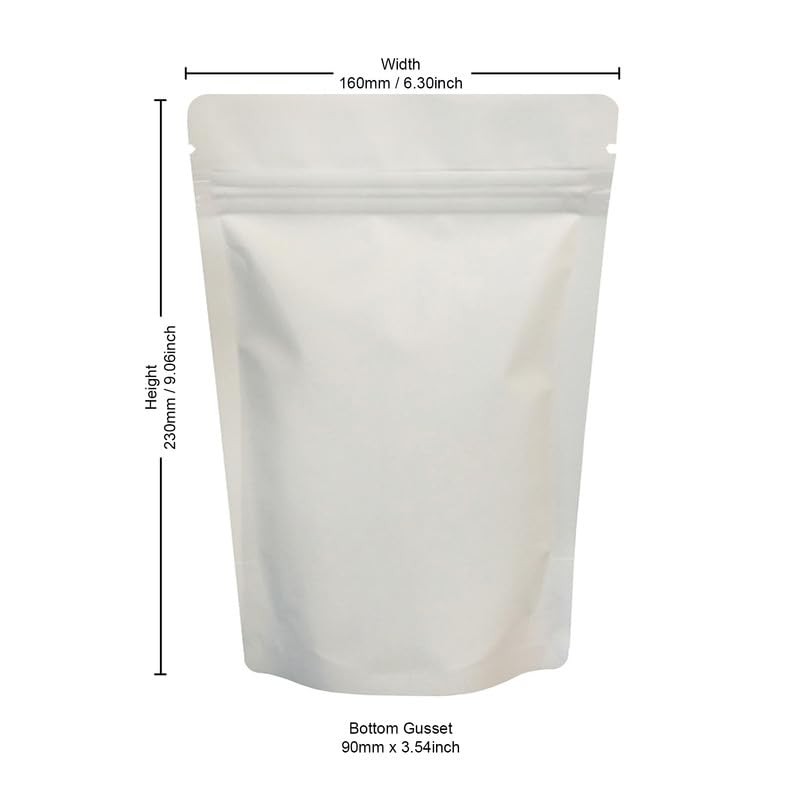RIGHTPAK White Matt Stand Up Pouches with Resealable Zipper &