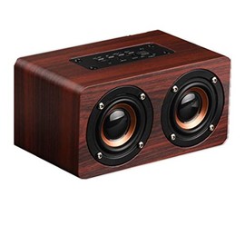 Bluetooth Speaker, MODAR Portable Wireless Speaker Dual Driver AUX Input Bluetooth 4.2,TF Card Speaker Wooden Alarm Clock with FM Radio, Family