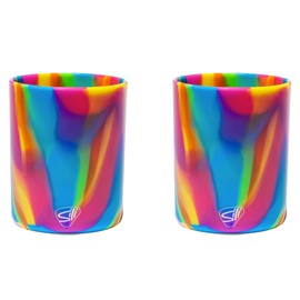 Silipint: Rocks Glasses 12oz: 2 Pack - Hippie Hops - Silicone Cocktail Cups, Unbreakable, Hot/Cold Drinks, Dishwasher-Microwave-Freezer-Oven Safe