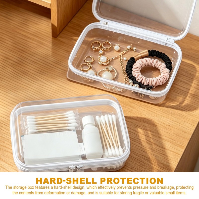 3 PCS Clear Hard Shell Zipper Cases, Double Zippered Hard