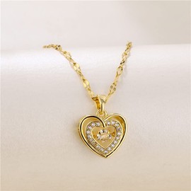 Collar de mujer corazón con baño de oro 18K elegante dije colgante chapado en oro con zirconia cúbica regalo novia esposa mama cumpleaños aniversario