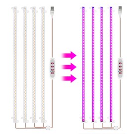 Namolit LED Plant Grow Light Strips 8W 84+84LED 22.7lm Bright Grow Lamp with 8H/12H/16H Timer 5 Dimmable Brightness Growth Light for Green House Hydroponics Succulent 4 Bars Red Blue Light 4 Bars