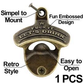 HAIICEN Funny Bottle Opener Wall Mounted, Embossed Table Mount Cola Cap Opener for Beer Lovers (Antique Bronze)