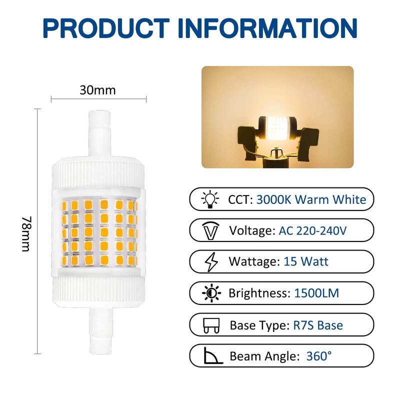 Akynite R7S LED 78 mm Dimmable 15 W Warm White